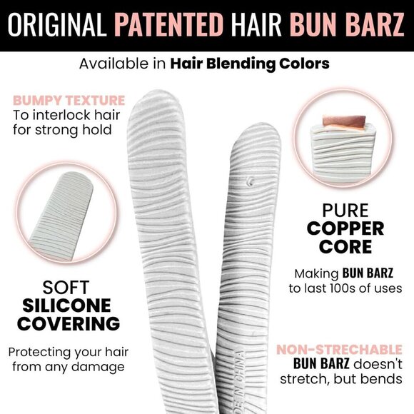 No Damage Ponytail Holder Bun Maker Copper Silicone Hair Bun Alternative main image 4
